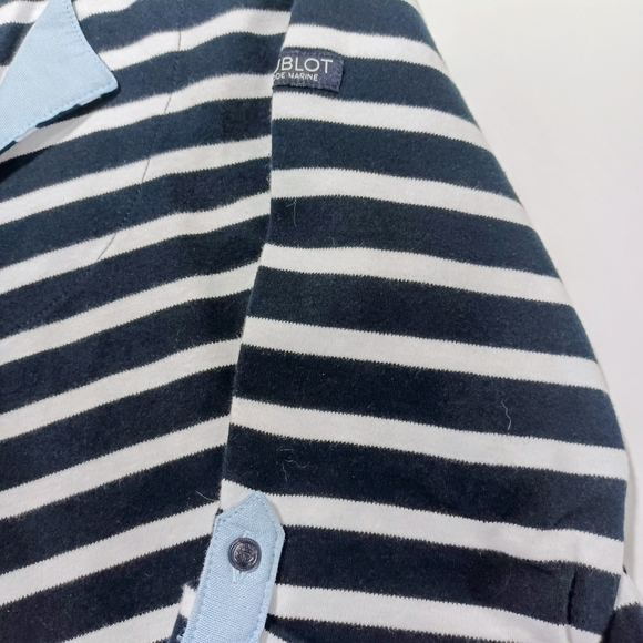 Hublot Black and White Striped Nautical Shirt with Light Blue Collar - Picture 3 of 6